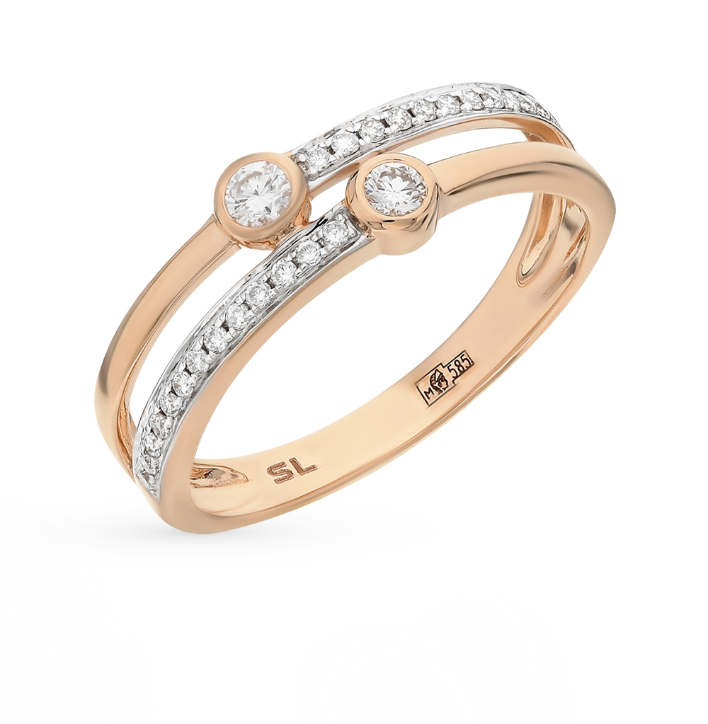 Золотое кольцо с бриллиантом фото