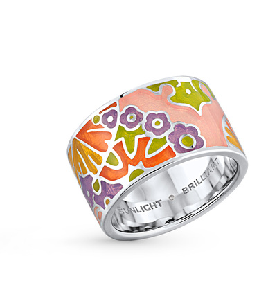 Серебряное кольцо с эмалью и бриллиантами в Екатеринбурге
