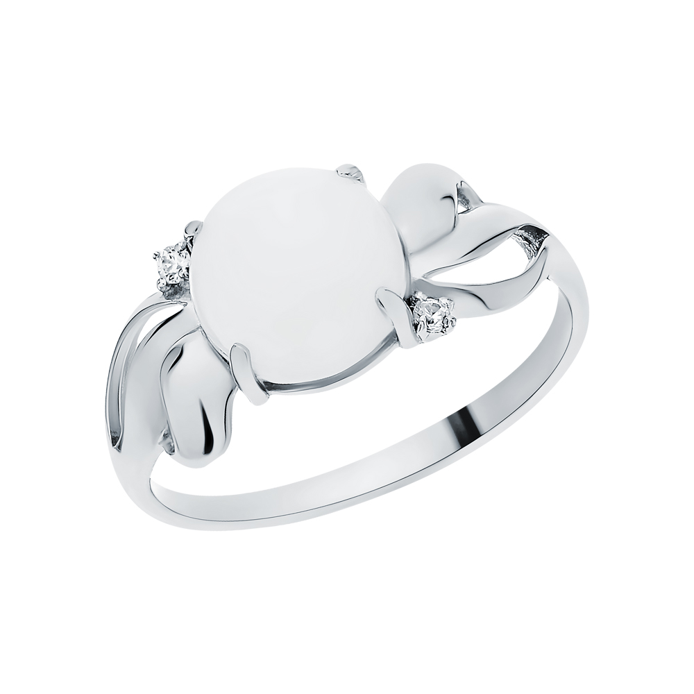 Фото «Серебряное кольцо с кубическим цирконием и лунным камнем»