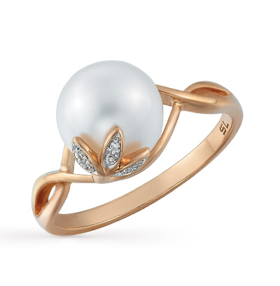Золотое кольцо с жемчугом и бриллиантами в Краснодаре