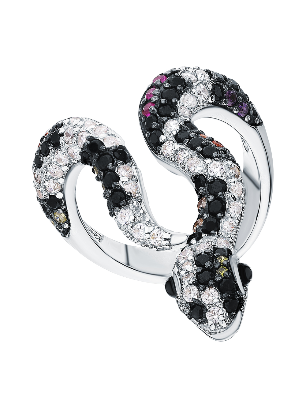 Фото «Серебряное кольцо с эмалью, фианитами и корундом»