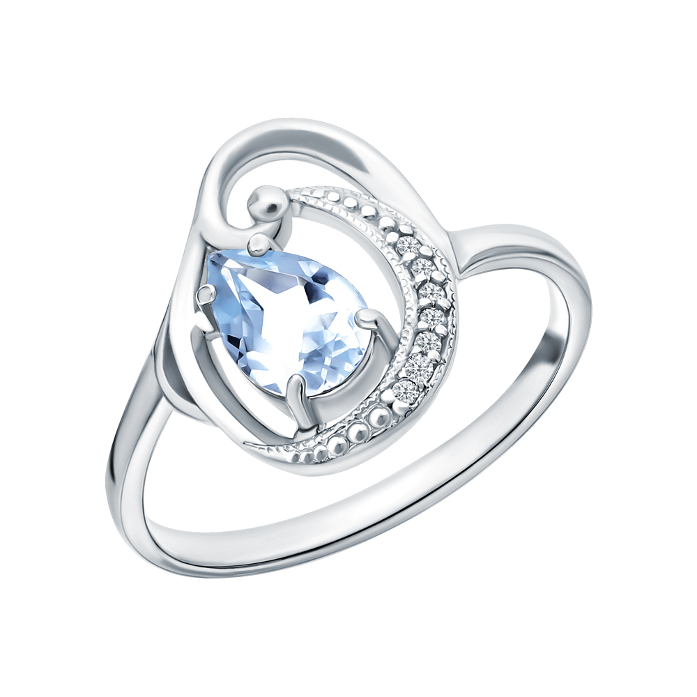 Фото «Серебряное кольцо с кубическим цирконием и топазами»
