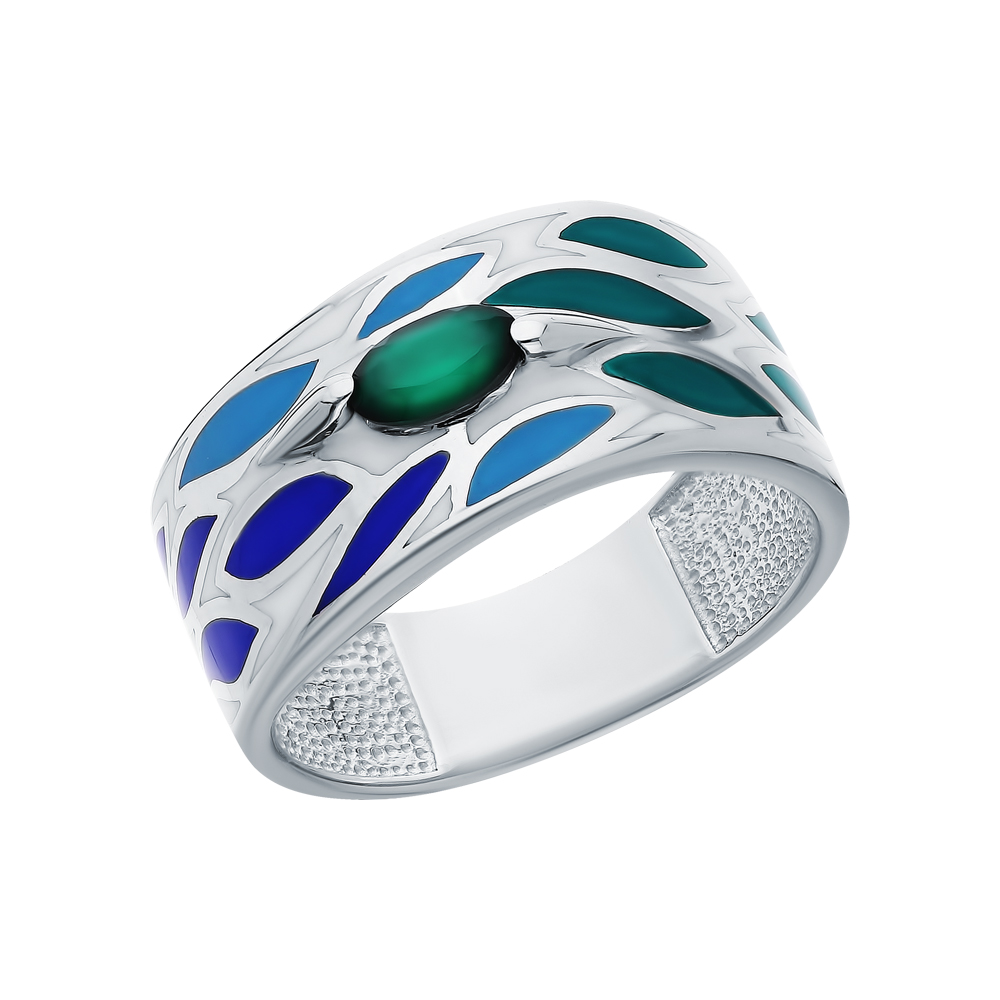 Серебряное кольцо с эмалью и агатом в Самаре