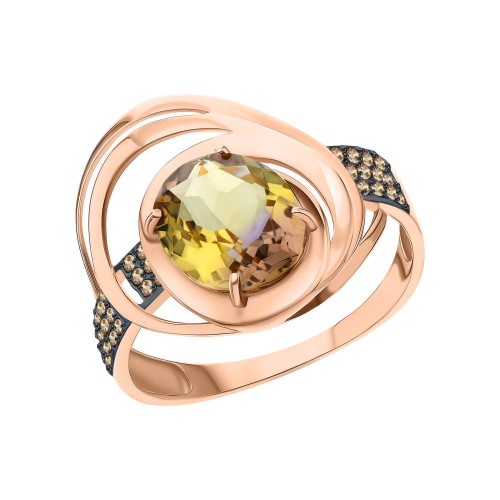 Золотое кольцо с фианитами и аметрином в Санкт-Петербурге