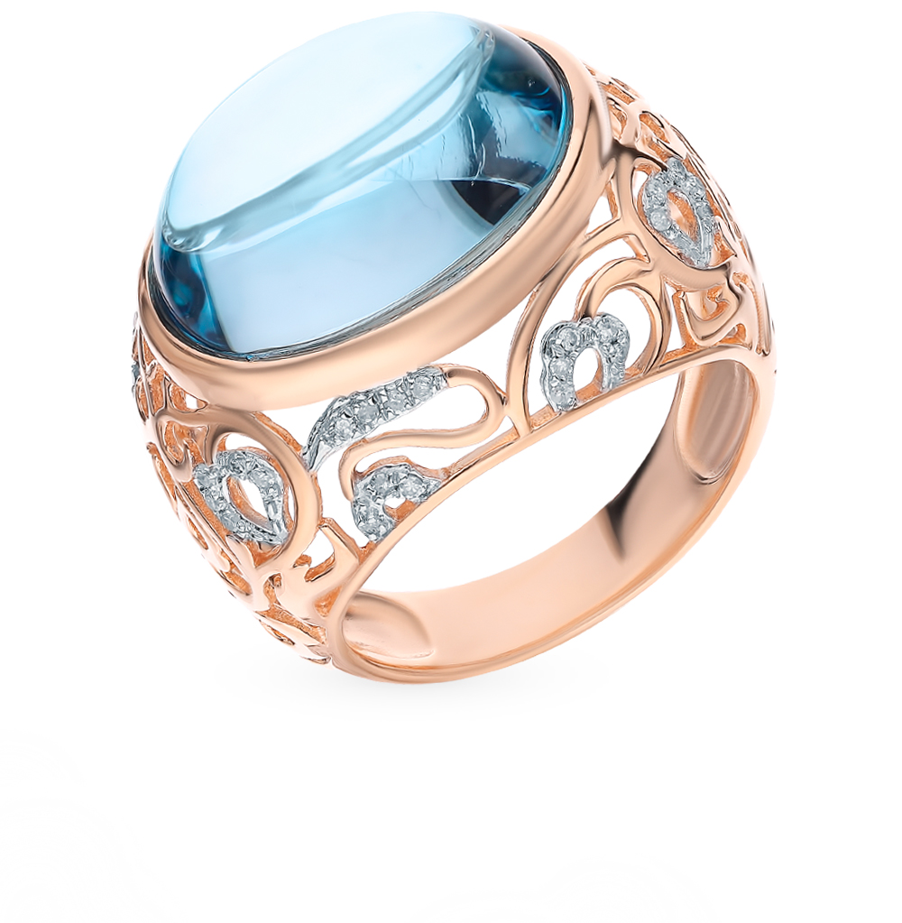 Золотое кольцо с топазами и бриллиантами в Ростовe-на-Дону