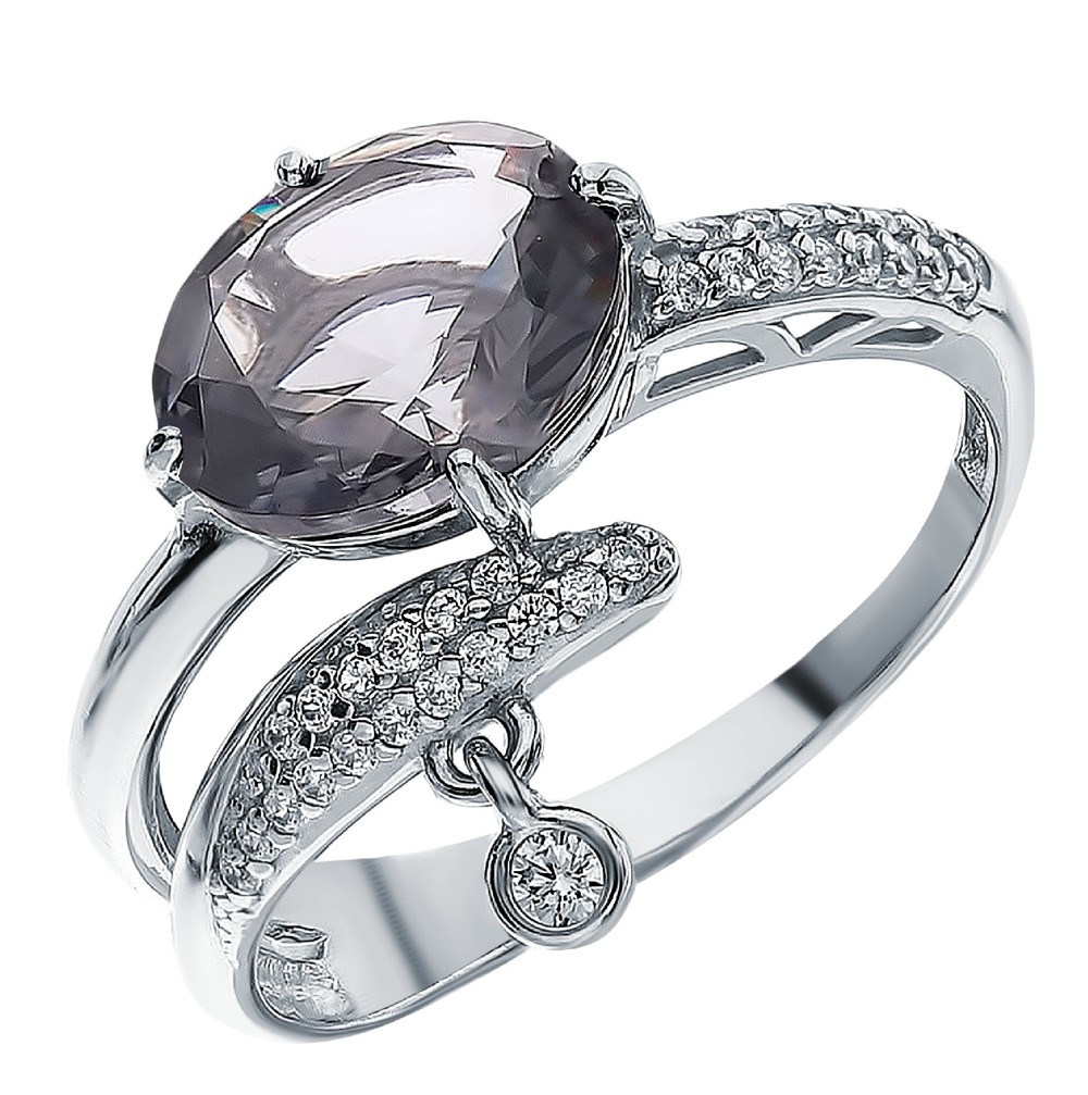 Серебряное кольцо с фианитами и нанокристаллами в Краснодаре