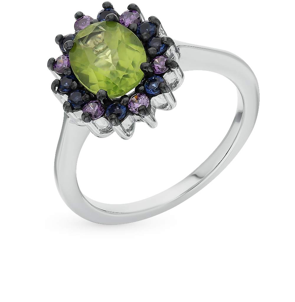 Фото «Серебряное кольцо с фианитами, хризолитом и нанокристаллами»