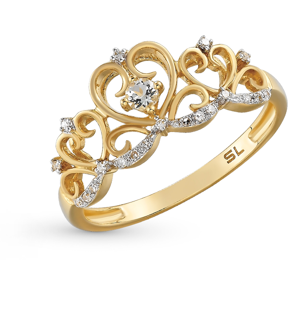 Красивые золотые кольца для девушек с камнями
