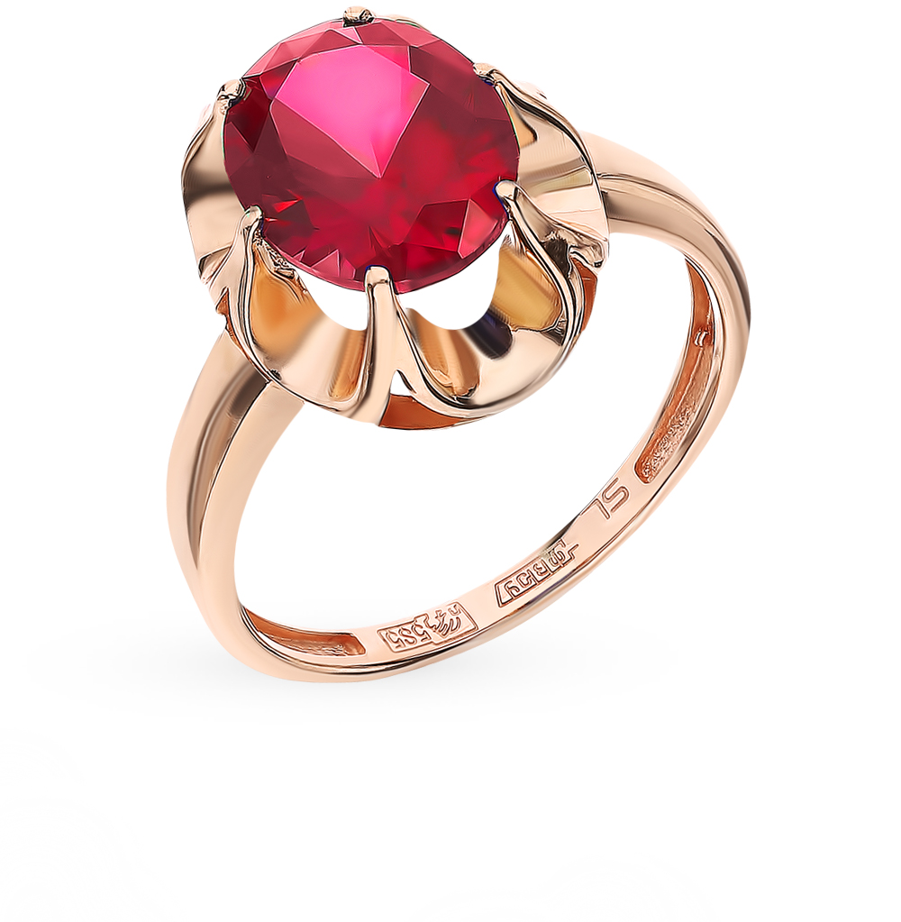Кольцо с рубином золото 585