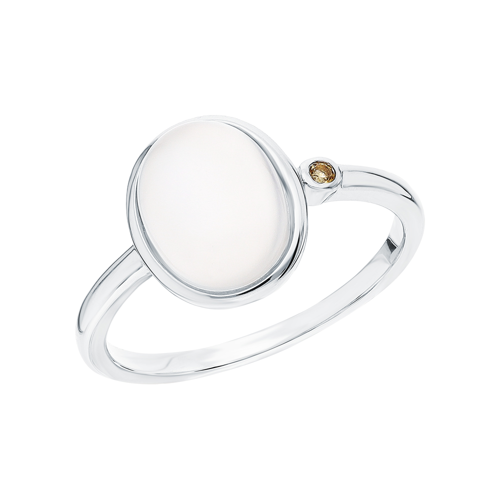 Фото «Серебряное кольцо с цитринами и лунным камнем»