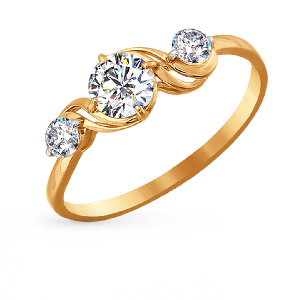 Фото «Золотое кольцо с кристаллами  Swarovski SOKOLOV 81010184*»
