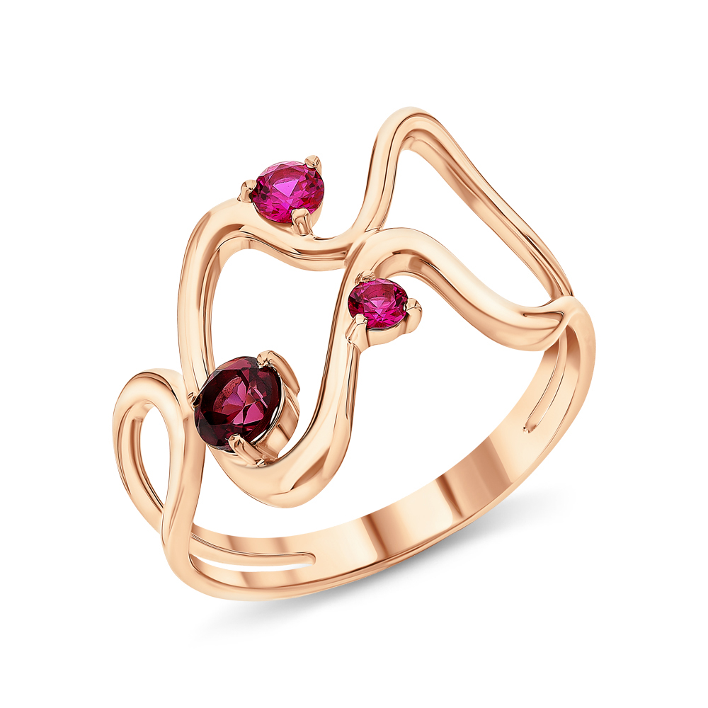 Фото «Золотое кольцо с рубинами и родолитами»