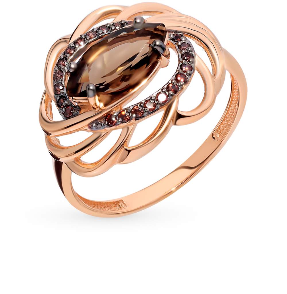 Золотое кольцо с фианитами и раухтопазами в Самаре