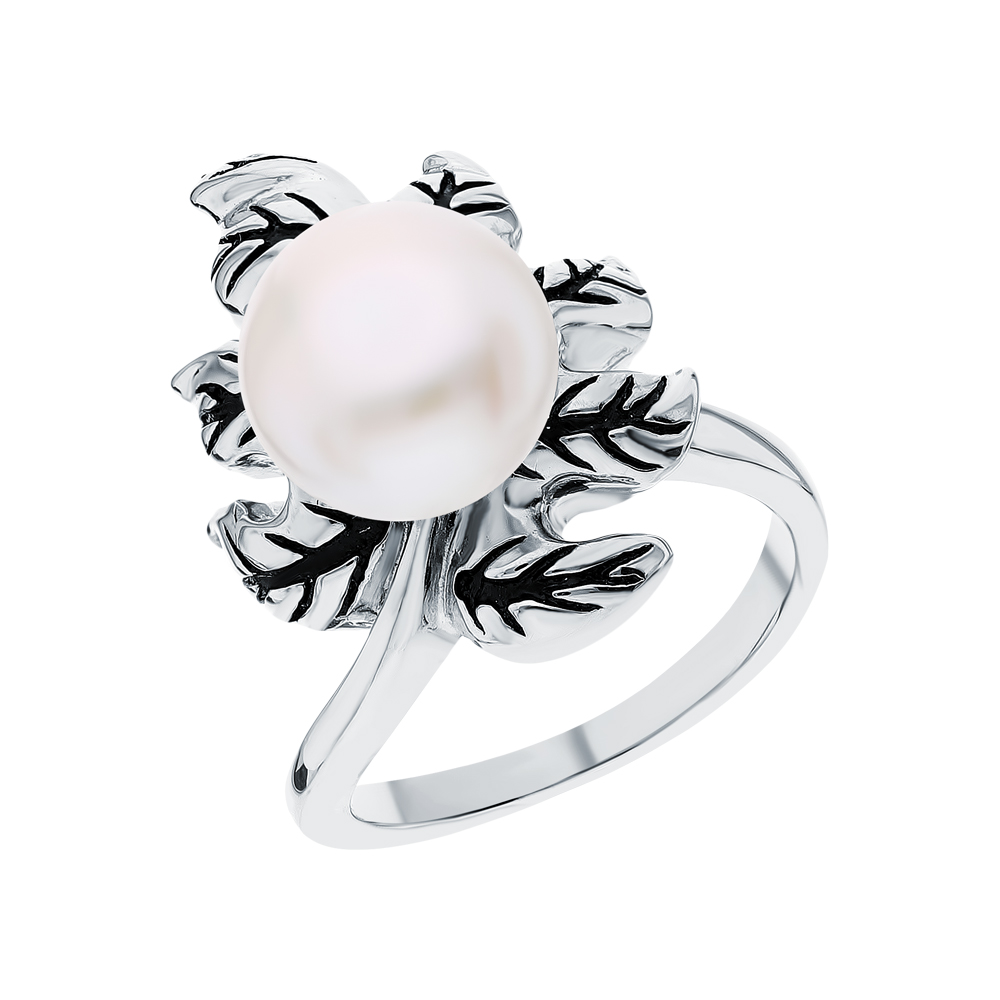 Фото «Серебряное кольцо с эмалью и жемчугом»