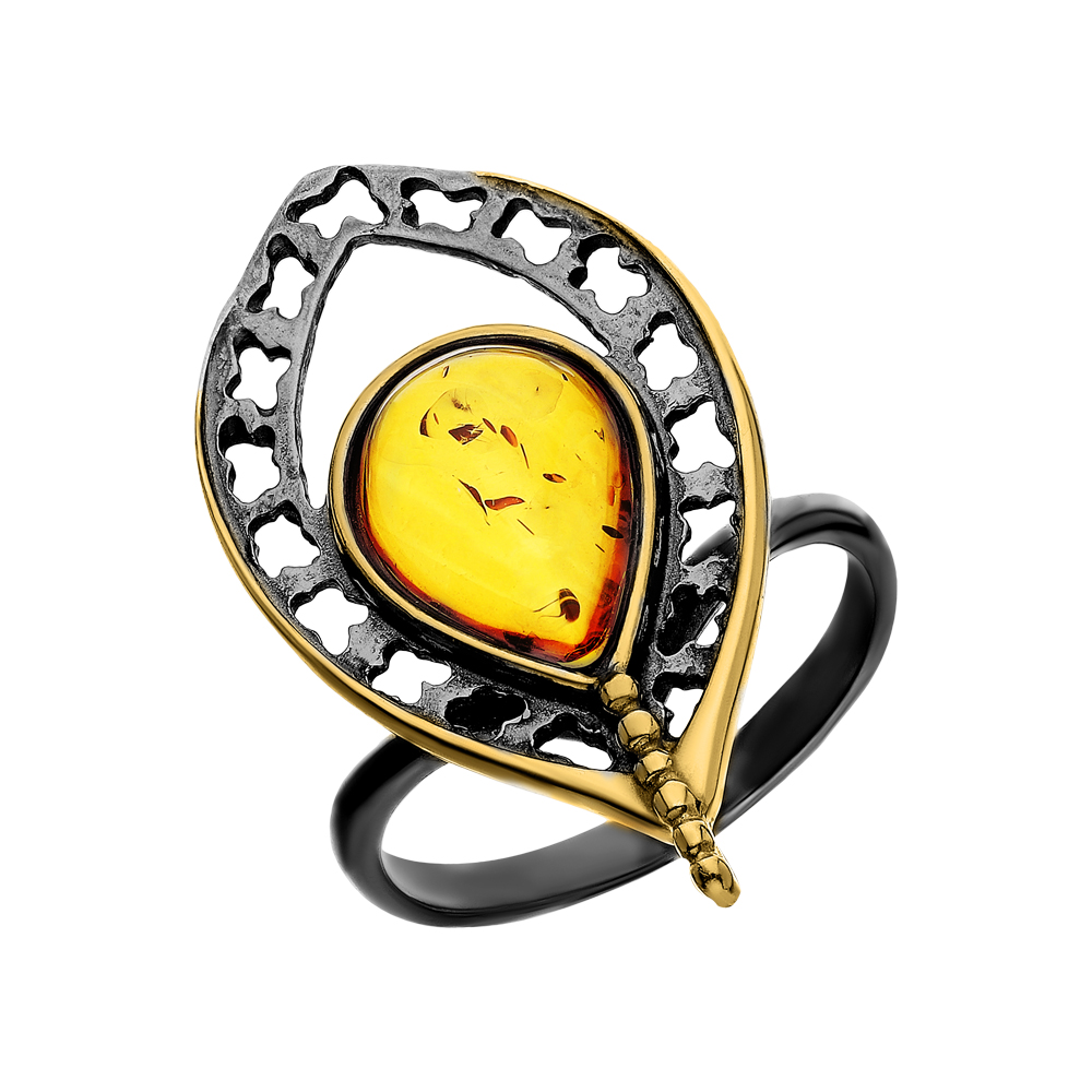 Серебряное кольцо с янтарем в Санкт-Петербурге