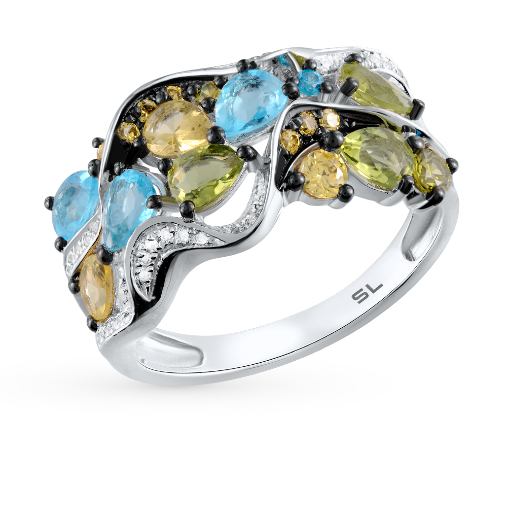 Золотое кольцо с цитринами, топазами, хризолитом и бриллиантами в Нижнем Новгороде