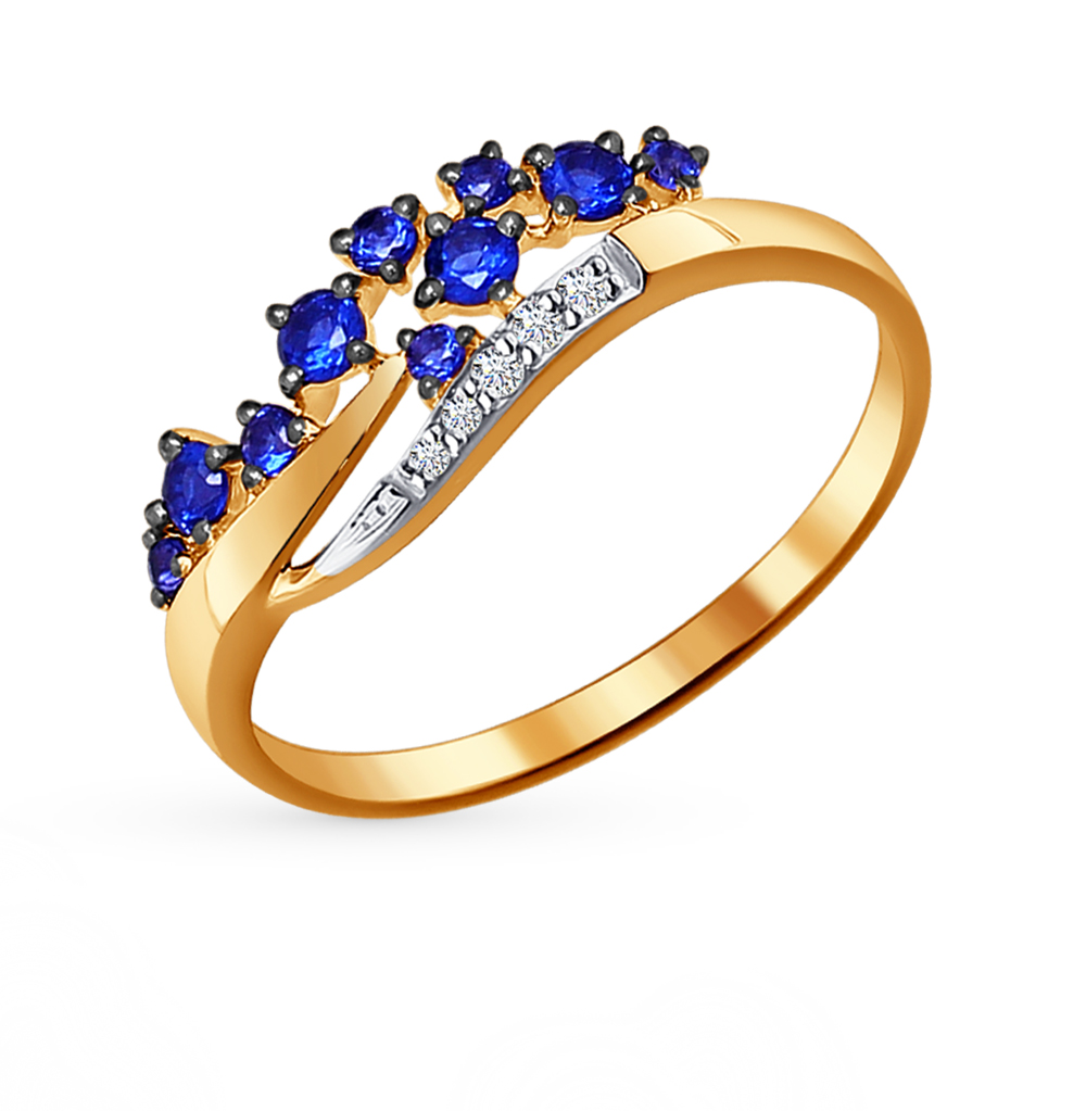 Фото «Золотое кольцо с корундом и бриллиантами SOKOLOV 6012044»