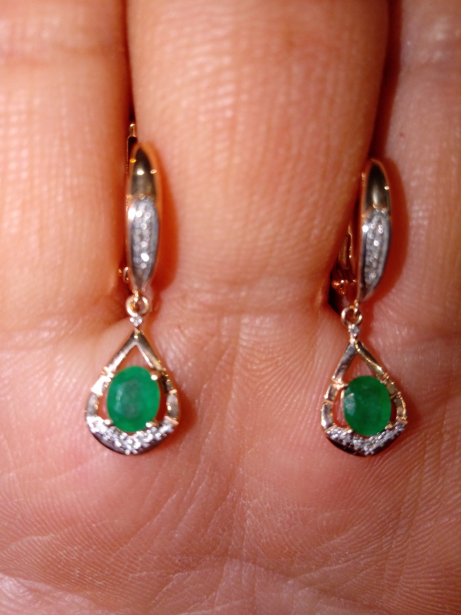 Золотые серьги с изумрудами и бриллиантами SERGEY GRIBNYAKOV: розовое ...