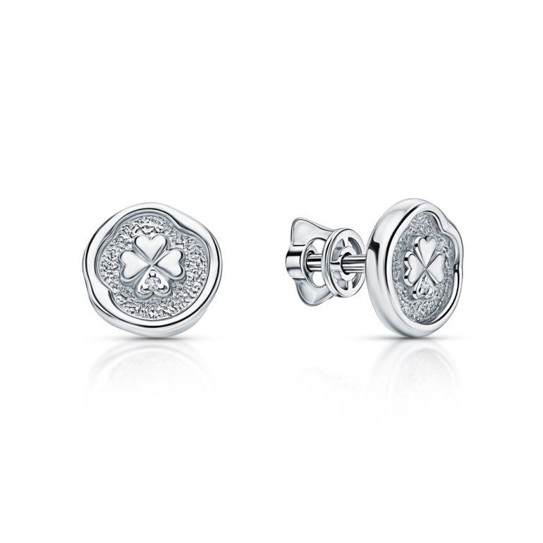 Серебряные серьги с бриллиантом 02-4622/000Б-00